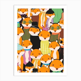 Cute Foxes Art Print