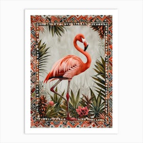 Greater Flamingo And Bromeliads Boho Print 4 Art Print
