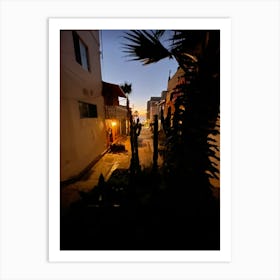 Street Scene At Dusk Art Print