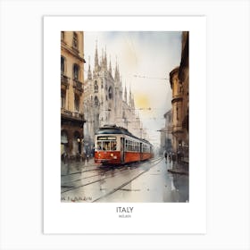 Milan, Italy 4 Watercolor Travel Poster Art Print