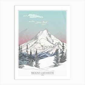 Mount Lafayette Usa Color Line Drawing 6 Poster Art Print