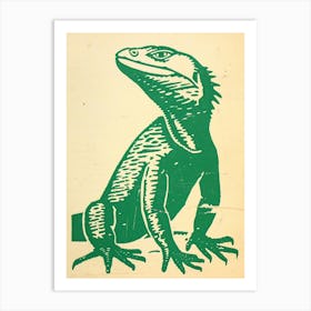 Green Iguana Bold Block 1 Art Print