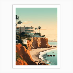 La Jolla Cove San Diego California Mediterranean Style Illustration 4 Art Print