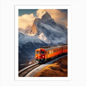Swiss Alps Mountain Train Art Print