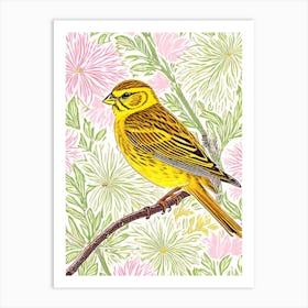Yellowhammer William Morris Style Bird Art Print