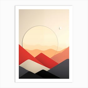 Abstract geometrical sunset Landscape Art Print