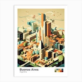 Buenos Aires, Argentina, Geometric Illustration 3 Poster Art Print