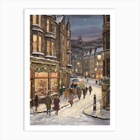 Vintage Winter Illustration Edinburgh Scotland 1 Art Print