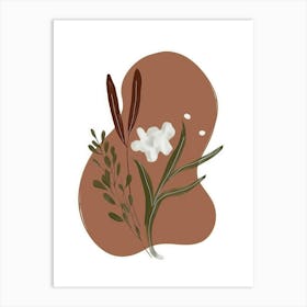 Illustration Of Flowers And Leaves Art Print