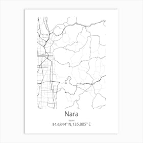 Nara,Japan Minimalist Map Affiche