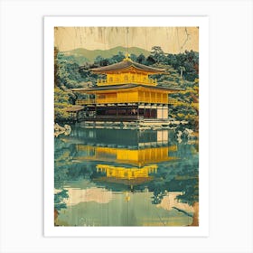 Kinkaku Ji Golden Pavilion In Kyoto Mid Century Modern 3 Art Print