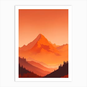 Misty Mountains Vertical Composition In Orange Tone 218 Art Print