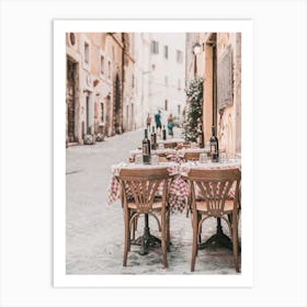 Table And Chairs In A Restaurant Art Print