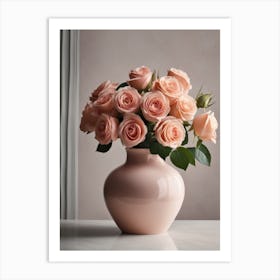 A Vase Of Pink Roses 47 Art Print