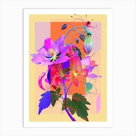 Columbine 2 Neon Flower Collage Art Print