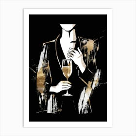 Woman With A Glass Of Wine Art Print