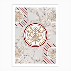 Geometric Abstract Glyph in Festive Gold Silver and Red n.0066 Art Print