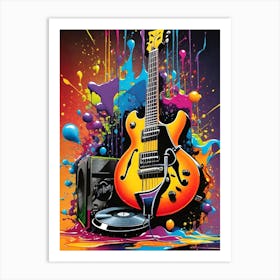 Guitar Splatter Art Print