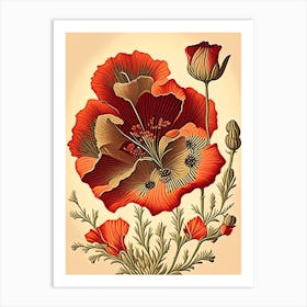 Desert Poppy Wildflower Vintage Botanical 2 Art Print
