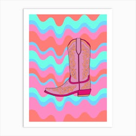 Funky Cowboy Boot Illustration Art Print