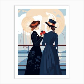 Titanic Ladies Minimalist Art Deco Illustration 4 Art Print