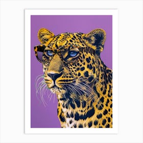 Leopard With Glasses Art Print