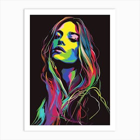 Woman With Colorful Hair Art Print