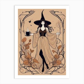 Witch With A Cup Of Coffee 5 Art Print