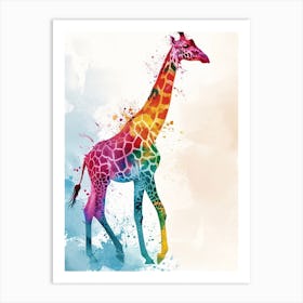 Giraffe Colourful Watercolour 3 Art Print