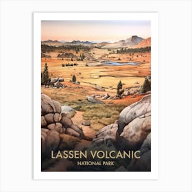 Lassen Volcanic National Park Watercolour Vintage Travel Poster 4 Art Print