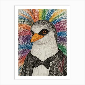 Penguin With Rainbow Hair Art Print