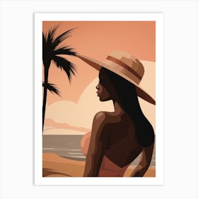Afro-American Woman On The Beach Art Print