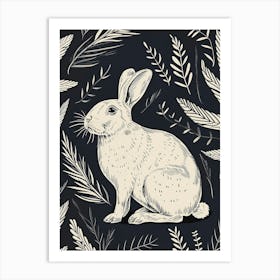 Florida White Rabbit Minimalist Illustration 3 Art Print