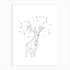 Magic Deer Line Art Print