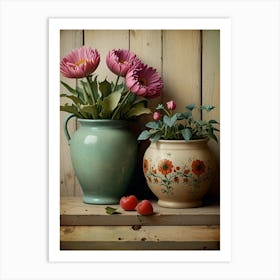 Two Vases With Flowers Art Print