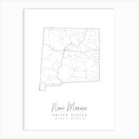 New Mexico Minimal Street Map Art Print