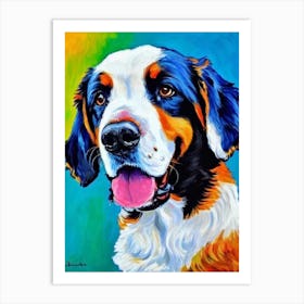 Bernese Mountain Dog 2 Fauvist Style Dog Art Print