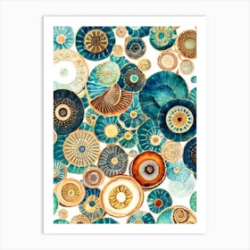 Ammonites Vintage Graphic Watercolour Art Print