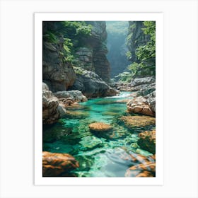 Waterfalls In The Mountains 2 Art Print