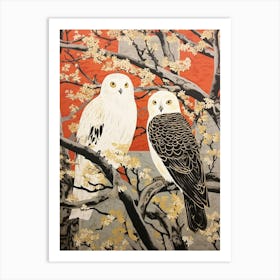 Art Nouveau Birds Poster Snowy Owl 3 Art Print