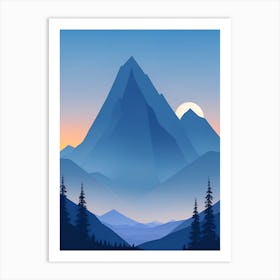 Misty Mountains Vertical Composition In Blue Tone 117 Art Print