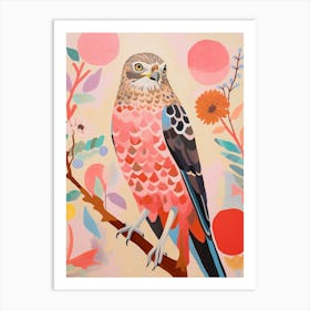 Pink Scandi Red Tailed Hawk 3 Art Print