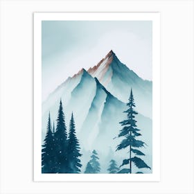 Mountain And Forest In Minimalist Watercolor Vertical Composition 32 Art Print