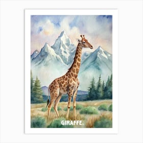 Giraffe Watercolor Painting Art Print