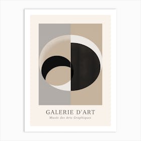 Galerie D'Art Abstract Geometric Circle Beige And Black 4 Art Print