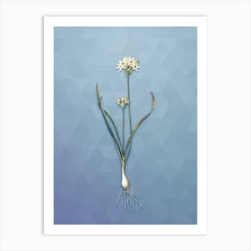 Vintage Three Cornered Leek Botanical Art on Summer Song Blue Art Print