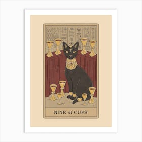 Nine Of Cups Cats Tarot Art Print