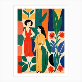 Two Women In A Garden Art Print