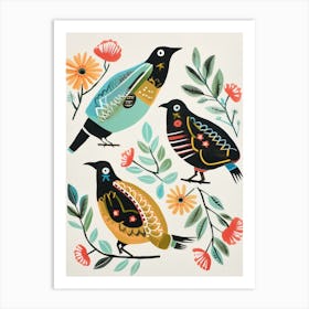 Folk Style Bird Painting Kiwi 3 Art Print