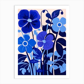 Blue Flower Illustration Wild Pansy 2 Art Print